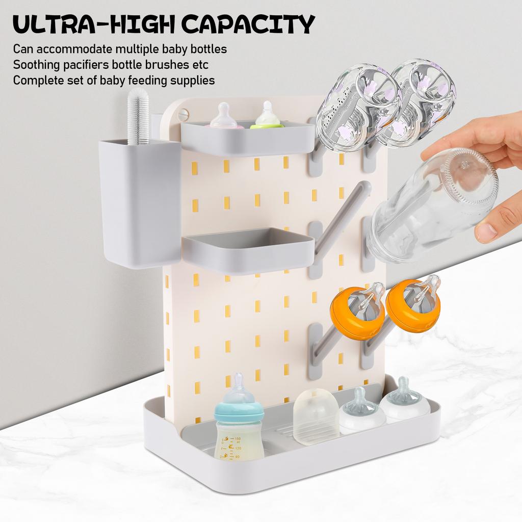 Baby Bottle Drying Rack Large Capacity Kitchen Bottle Rack Dryer Holder for Baby BottlesSpace Saving Baby Bottles Rack With Hook