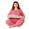 Women's Plus Size Fleece-Lined Lambswool Dralon Crew Neck Warm Underwear Set for Winter Cold Protection