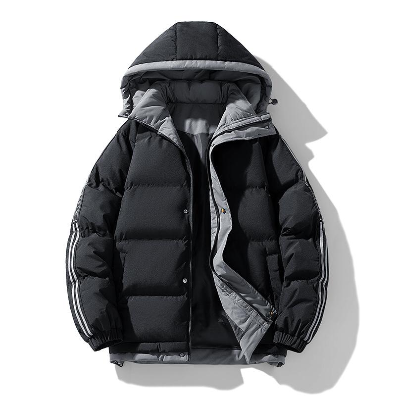 Casual down cotton jacket men's autumn and winter new young and middle-aged Hong Kong style cotton jacket loose plus size hooded cotton jacket