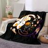 1pc Halloween White Cat & Black Cat Blanket  Soft Throw for Home Decor, Gift Idea, Living Room, Travel, Camping, Car Blankets