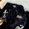 Hanorac Oversize Retro Sweatshirt Femei Îmbrăcăminte Exterioară Casual Primăvară Toamnă Palton Imprimeu Amuzant Cardigan Larg pentru Cuplu