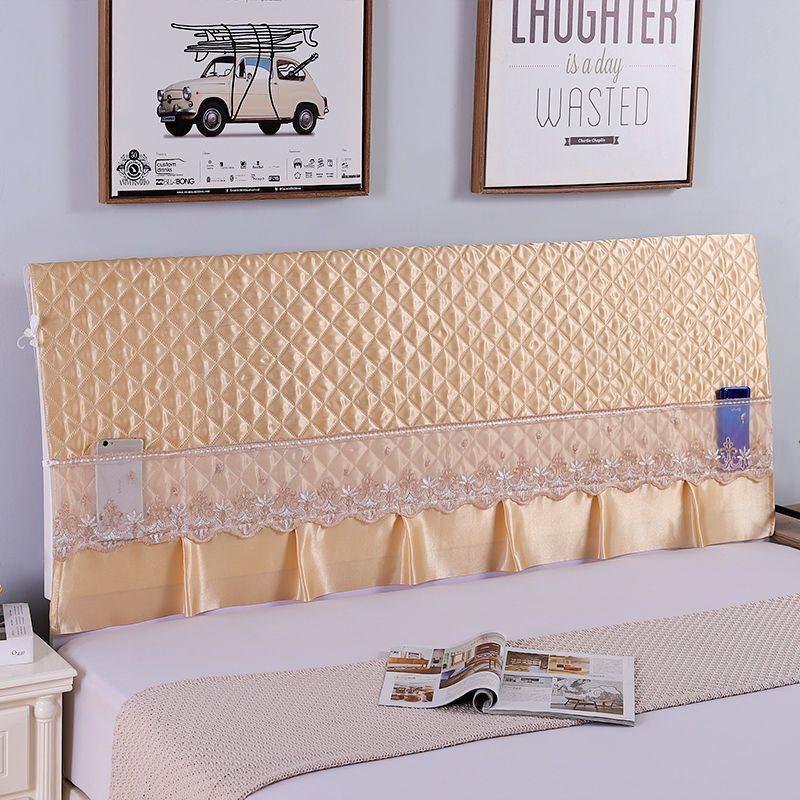 Stretchy Quilted Bed Head Cover With Lace Storage Wrinkle-resistant And All-inclusive