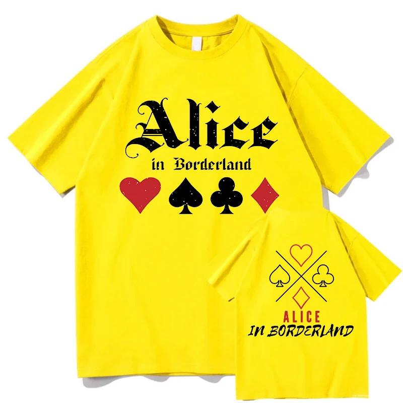 100% Cotton Vintage Alice In Borderlands T-Shirts Summer Letter Unisex Fashion Tour 2026 T Shirts Men/Women Oversize Loose Tees