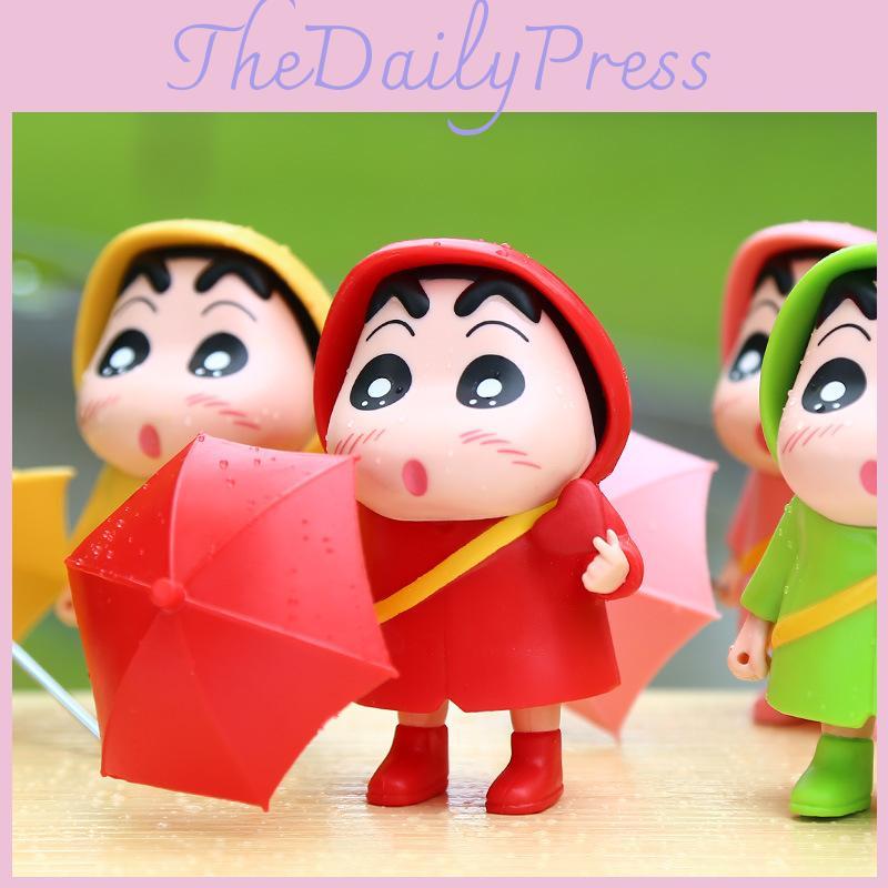 Raincoat Shinchan Pvc Blind Box Figure With Umbrella For Collectors Gift Special Characters Included