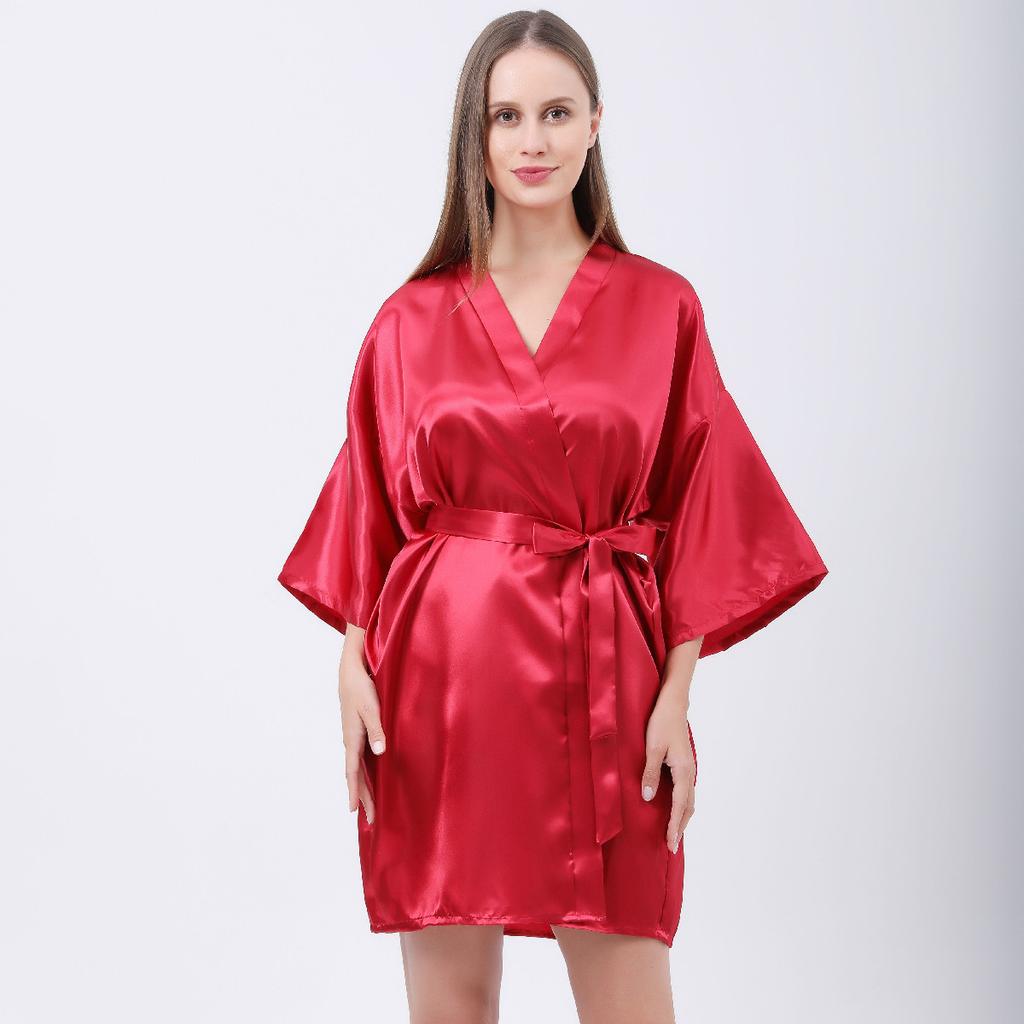 Comfortable Homewear Gold Dust Bridesmaid Maid of Honor Wedding Morning Robe Makeup Robe Robe Fashion Temperament Elegant Simulation Silk Cardigan