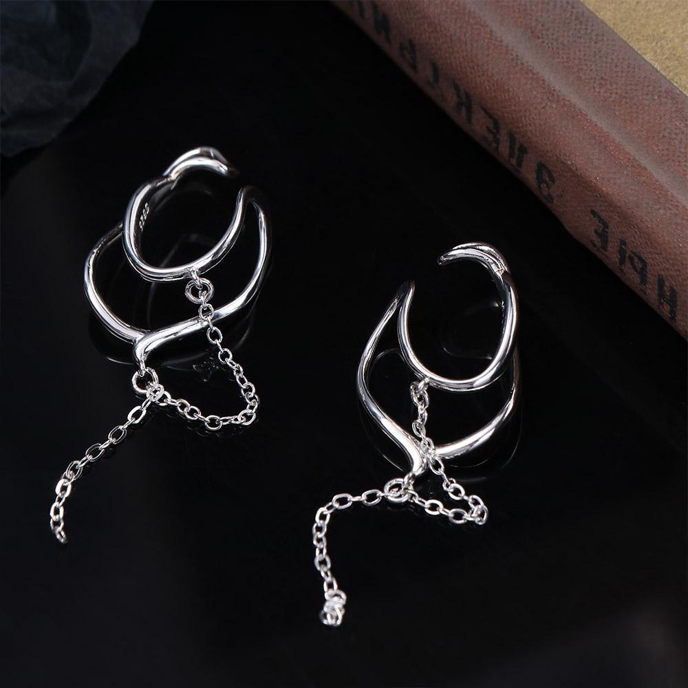 Tassel Irregular Chain C Shape Korean Ear Cuff Clip On Earrings Dangle Earrings Women Ear Clip