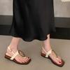 Square Toe Clip Toe Cutout Sandals Summer New Metal Buckle One Strap Anti-slip Wear-resistant Square Heel Shoes