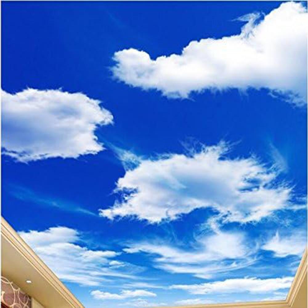 3d Ceiling Mural Blue Sky Wallpaper White Clouds Mural Living Room Bedroom Ceiling Sky Wall Mural