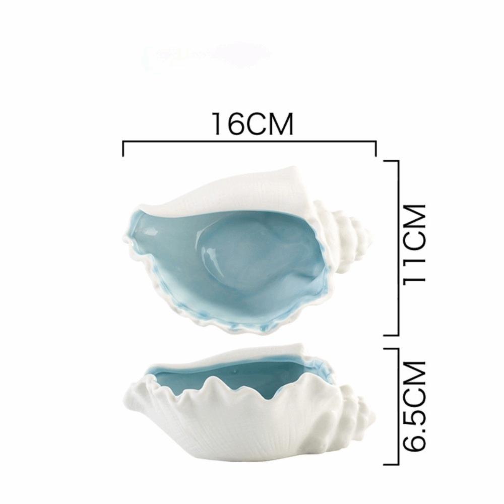 Decorative Tray Coastal Ceramic Trinket Dish Starfish Conch Conch Storage Plate Craft Ornament Jewelry Key Organizer