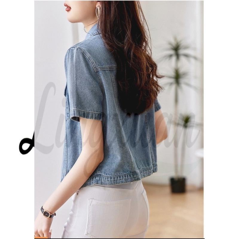 High-Quality Women's Versatile Thin Denim Short-Sleeve Jacket for Early Summer