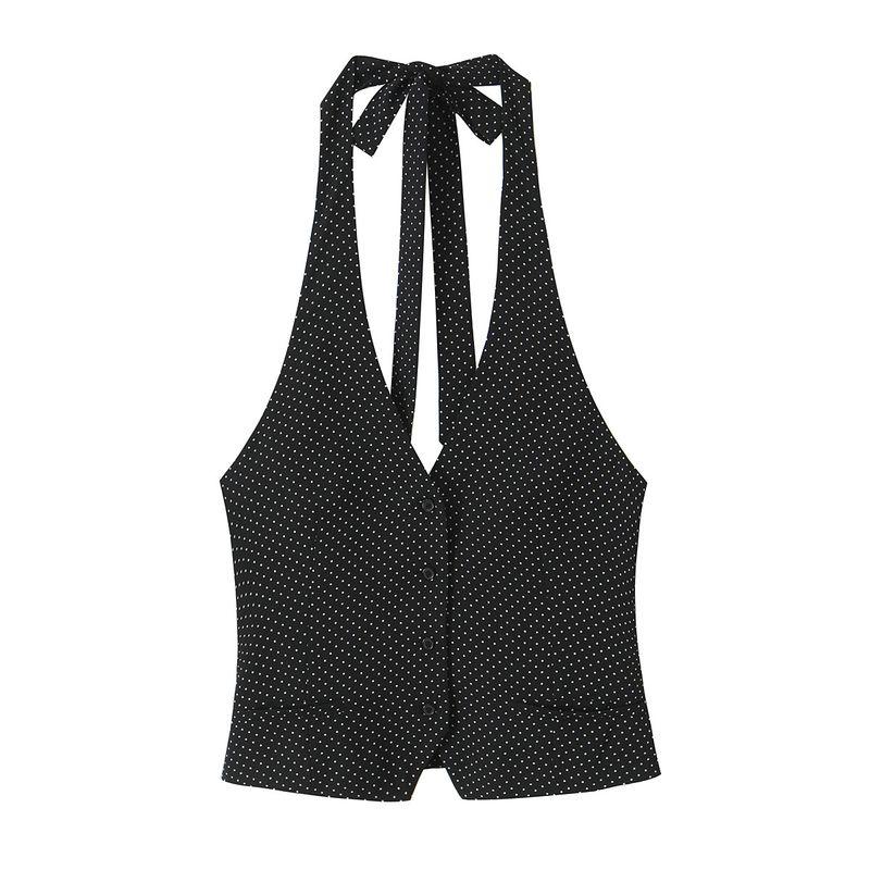 Zbzr Spring New Women Clothes Western Style Polka Dot Vest-Style Sleeveless Sling Top 2010777 084