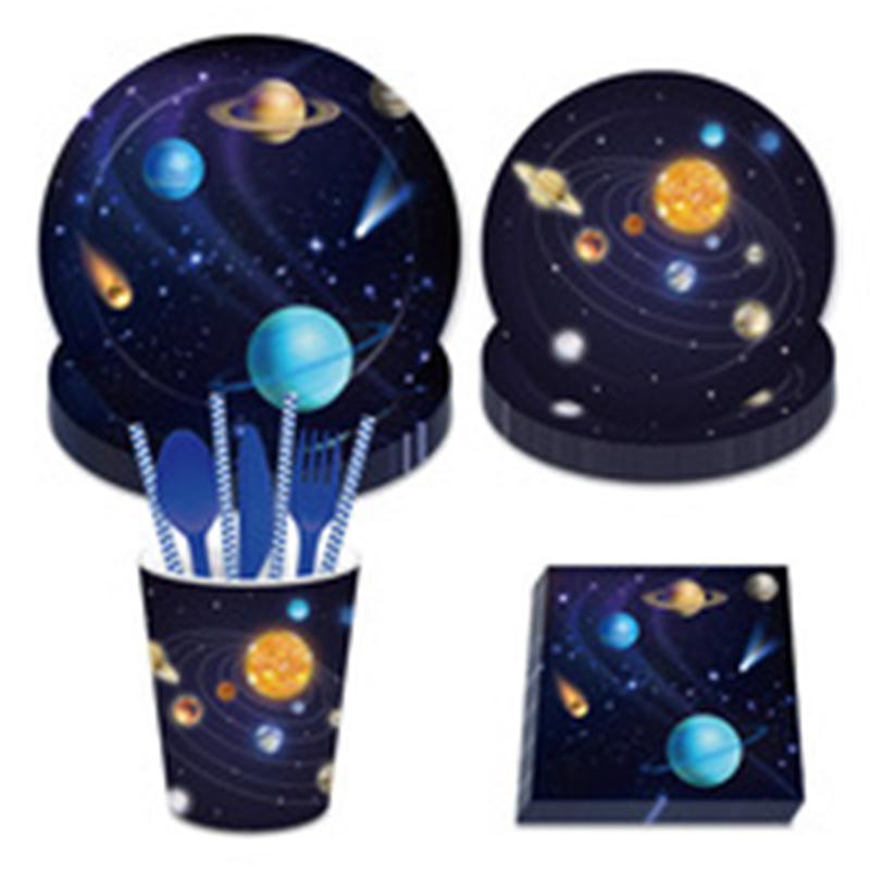Solar System Outer Space Themed Paper Plate Cups Napkin for Kids Birthday Party Decor Baby Shower Planet Themed Party Supplies