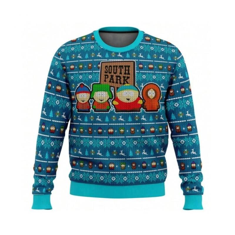 South Park Cartone Animato Anime Buon Natale Moda Uomo e Donna Taglia Grande Abbigliamento Sportivo Maglione di Natale Brutto Stampato