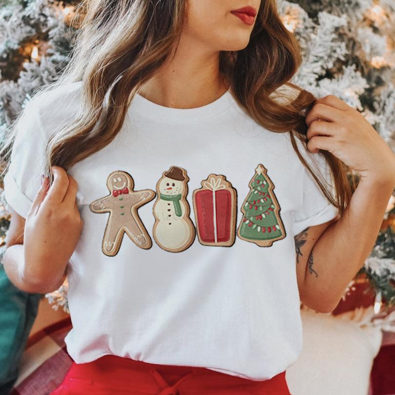 Unisex Graphic Love Cute Short Sleeve Happy Time Winter Merry Christmas Clothing Wear Printed Tops Lady Tees T Shirt Tshirt