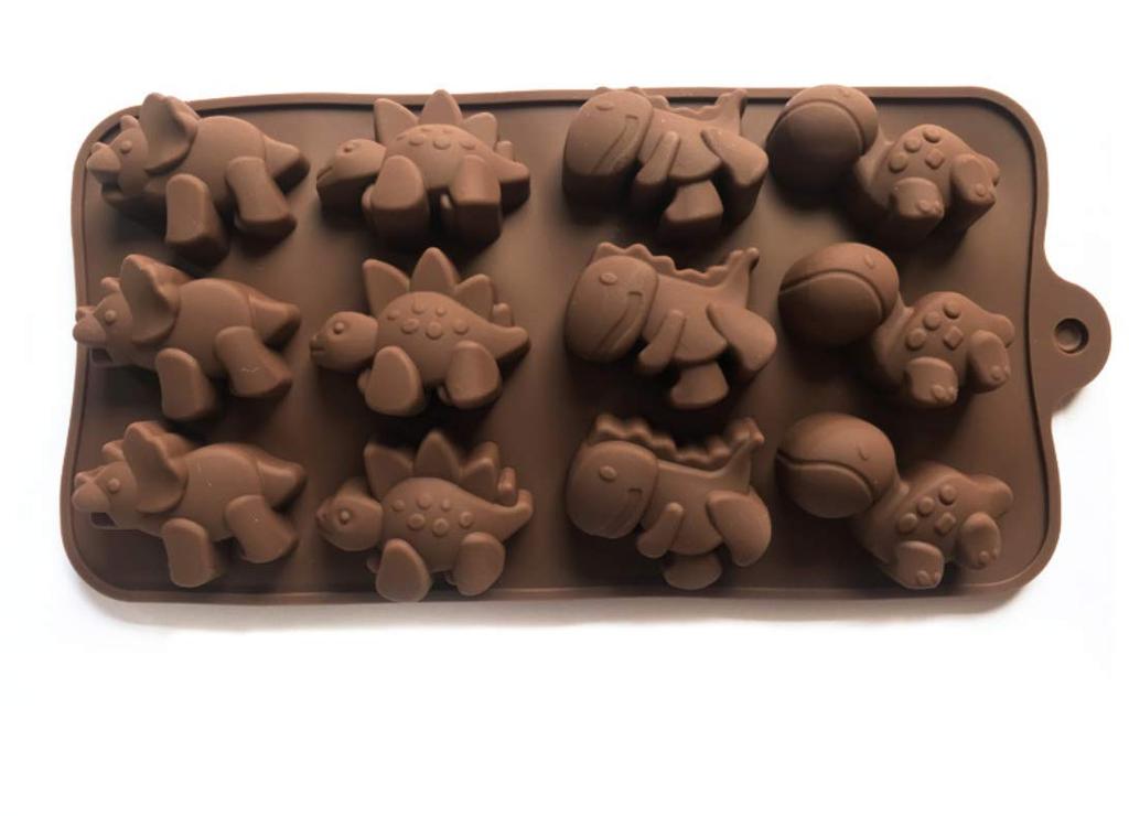 12 Silicone Dinosaur Molds Including Triceratops and for Baked and DIY (4 Types, Tyrannosaurus) Chocolate, Goods,