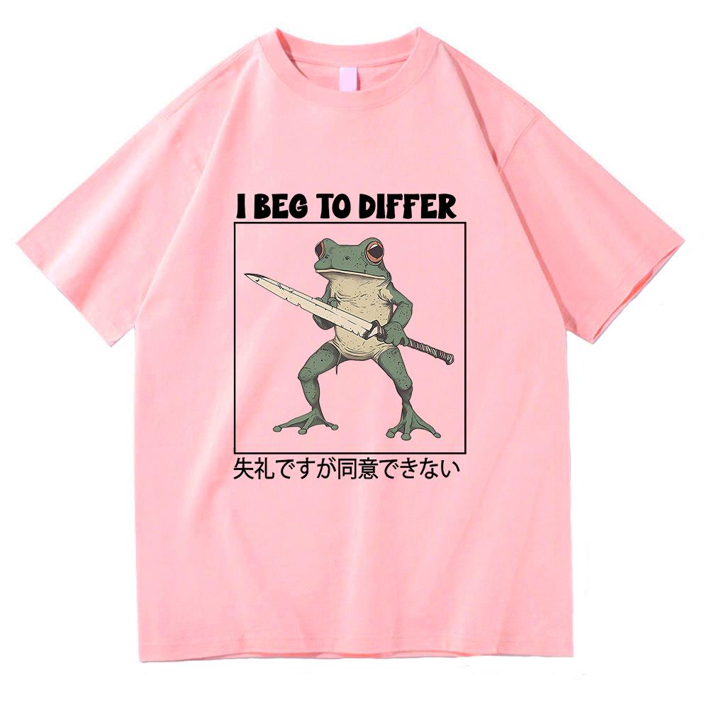 

I Beg To Differ Frog T Shirt Funny Japanese Frog Women Fashion Clothing Harajuku Clothes Summer Cotton Graphic T Shirts Tops 4XL