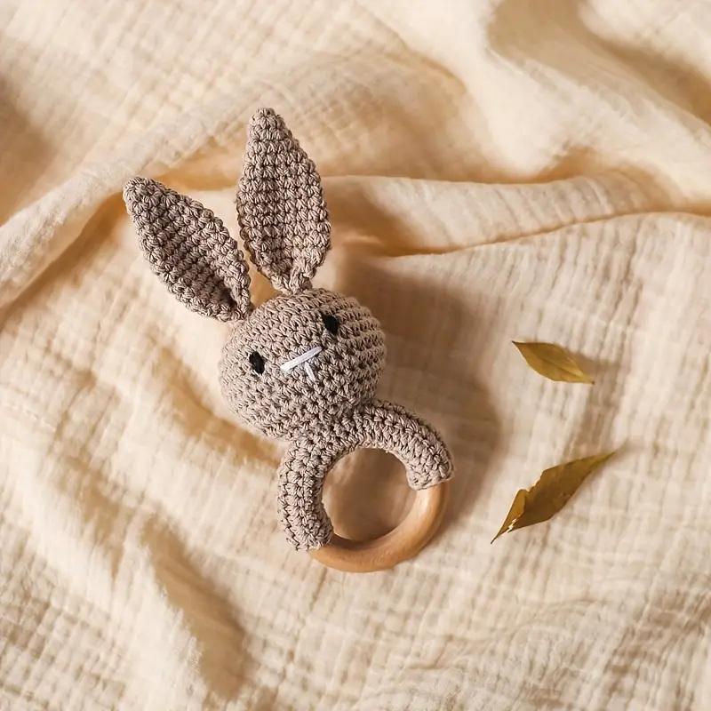 1 stk Babyrangle Leker Nyfødt Bitering Trebitering Heklede Dyr BPA-fri Rangleleke Babyrangler Gaver til Nyfødt