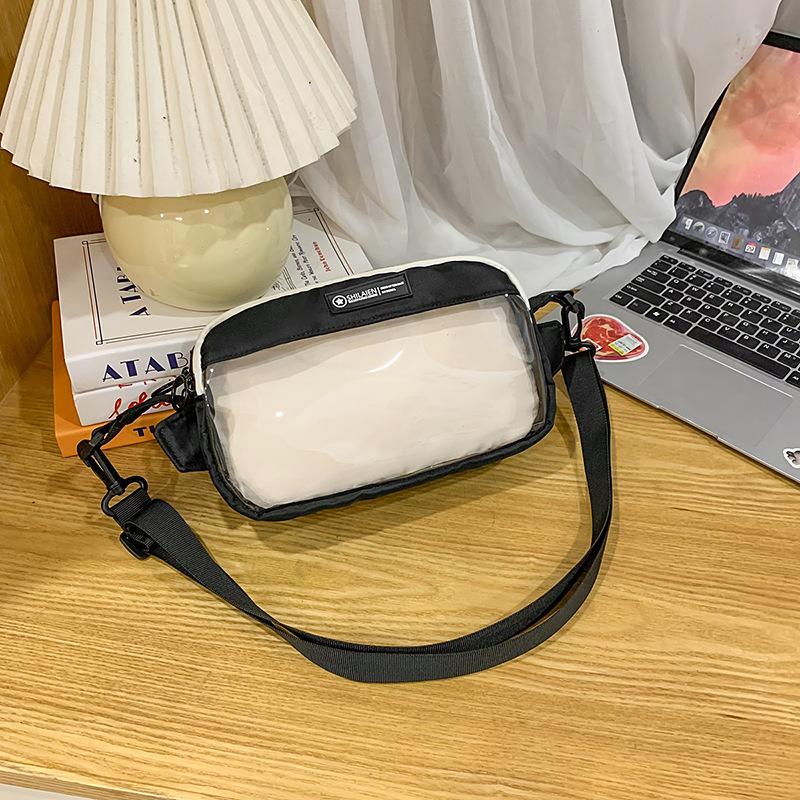 Transparent Pain Bag Female Summer Junior High School Student Large Capacity Crossbody Bag Class Commuter Shoulder Bag