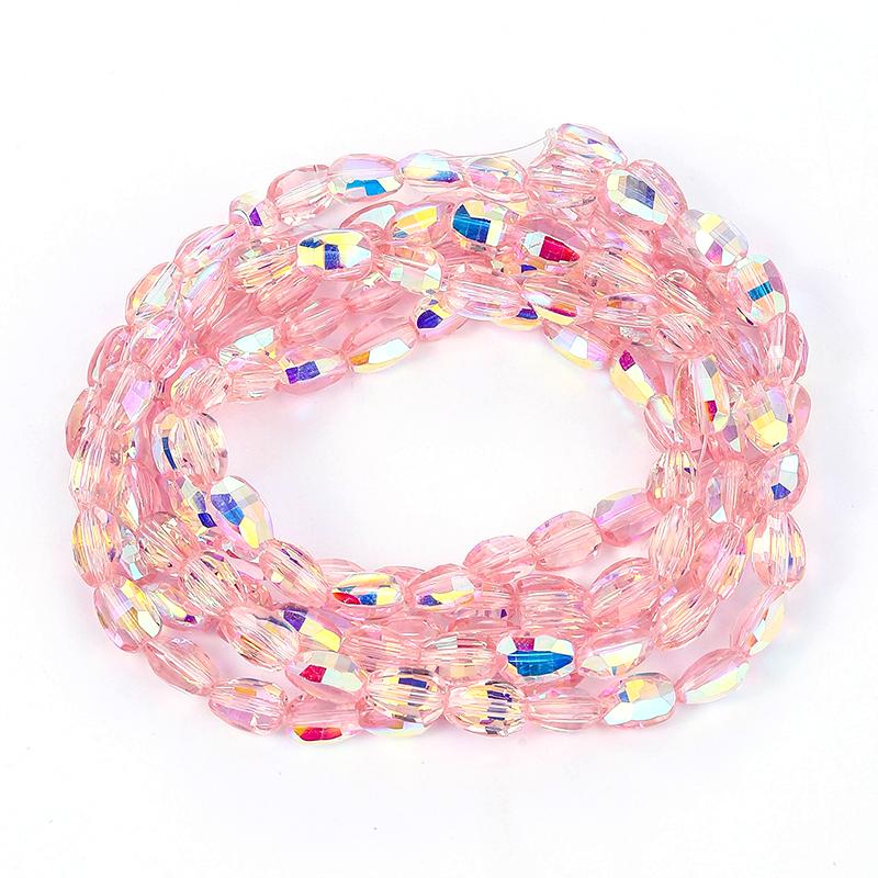 10 Colors 6x8mm Faceted Glass Beads Loose Craft Spacer Beads for DIY Jewelry Bracelet Necklace Earring Keychain Making Crafts