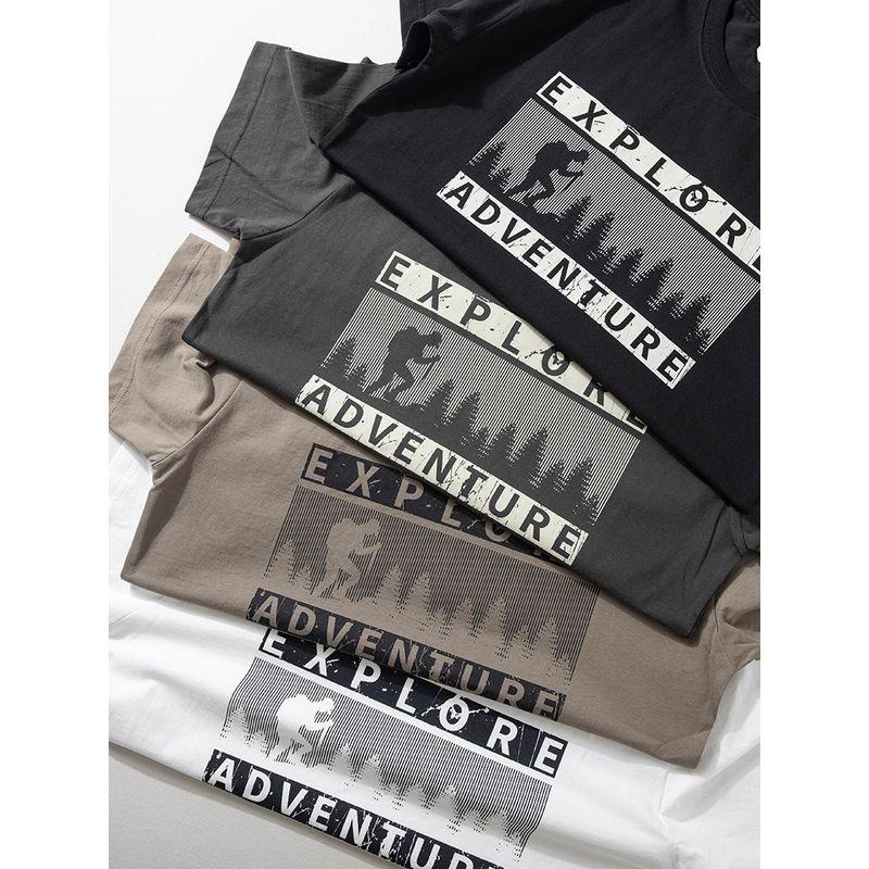 Short-Sleeved Men's Summer New Style Cotton Moisture-Absorbent and Breathable Half-Sleeved Personalized Printed Trendy Slim Casual Round-Neck T-Shirt