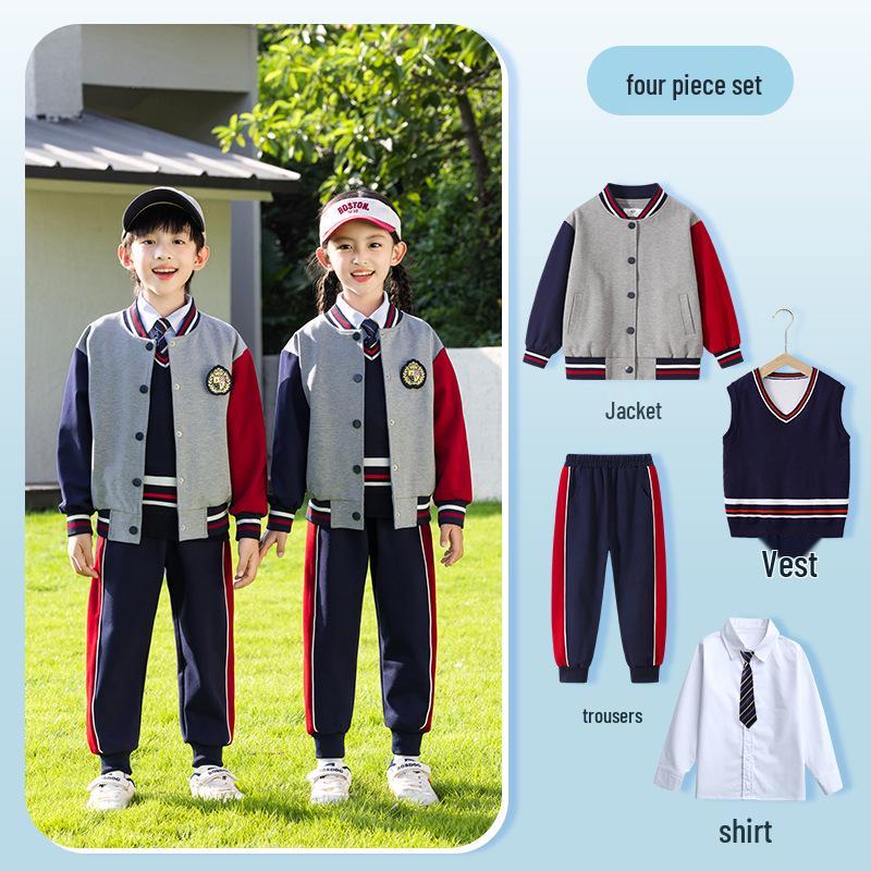 Spring & Autumn Primary School Sports Uniform Set for Kindergarten & First Grade Baseball Performance