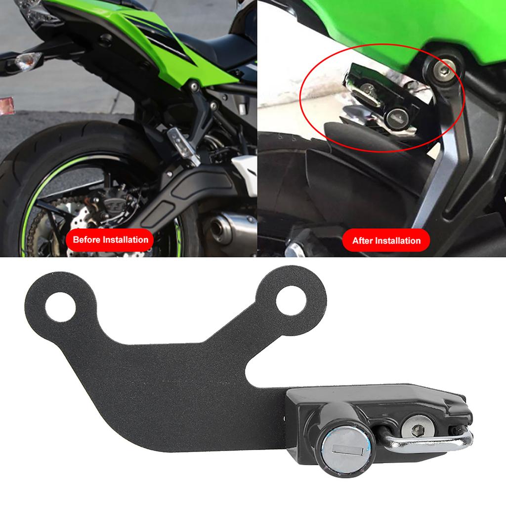 Motorcycle Anti Theft Helmet Lock Left Side Fits for Kawasaki Ninja 650 Z 650(Black )