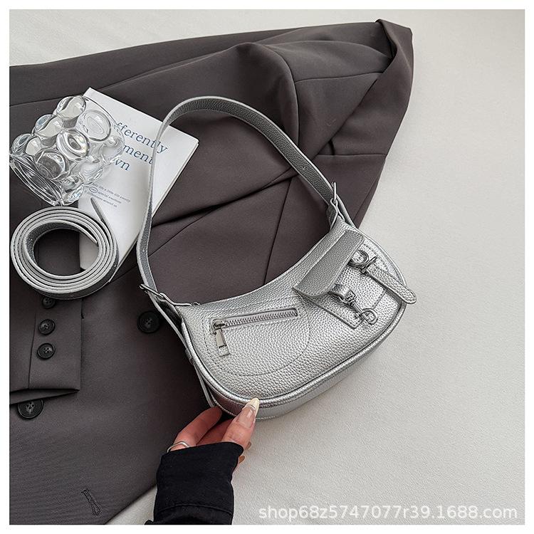 Niche punk style underarm bag women's 2025 new high-end texture crescent bag retro versatile shoulder messenger bag