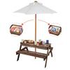 VEVOR Kids Picnic Table with Umbrella, 3-in-1 Sand & Water Table, Outdoor Wooden Table and Bench Set with 2 Trays