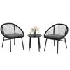 Three Piece Rattan Bistro Set Black