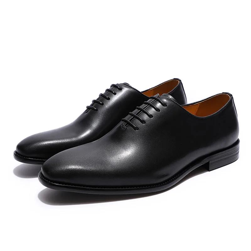 Fashion Designer Genuine Leather Mens Wholecut Oxford Shoes Luxury Brand Black Brown Dress Shoes for Business Office Formal Wear