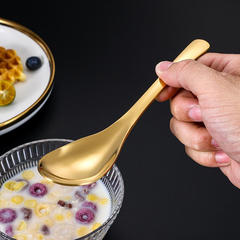 Verdickter Suppenlöffel aus 304 Edelstahl, chinesisches Geschirr, Schöpfkellen für die Küche zu Hause, hochglanzpoliertes Besteck für Reis, Dessertlöffel