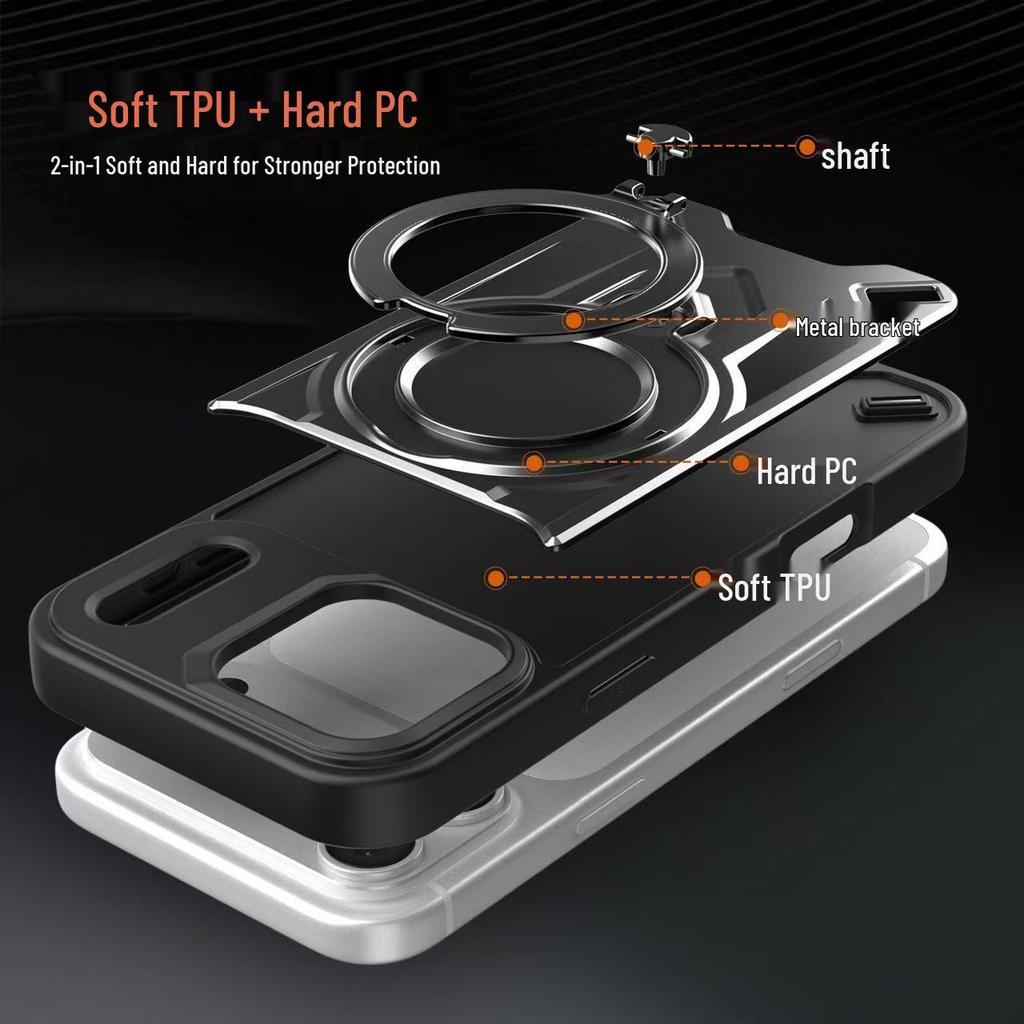 iPhone 17 Pro Max Case with Rotating Stand, Magnetic Anti-drop for Apple 17/16/14/13