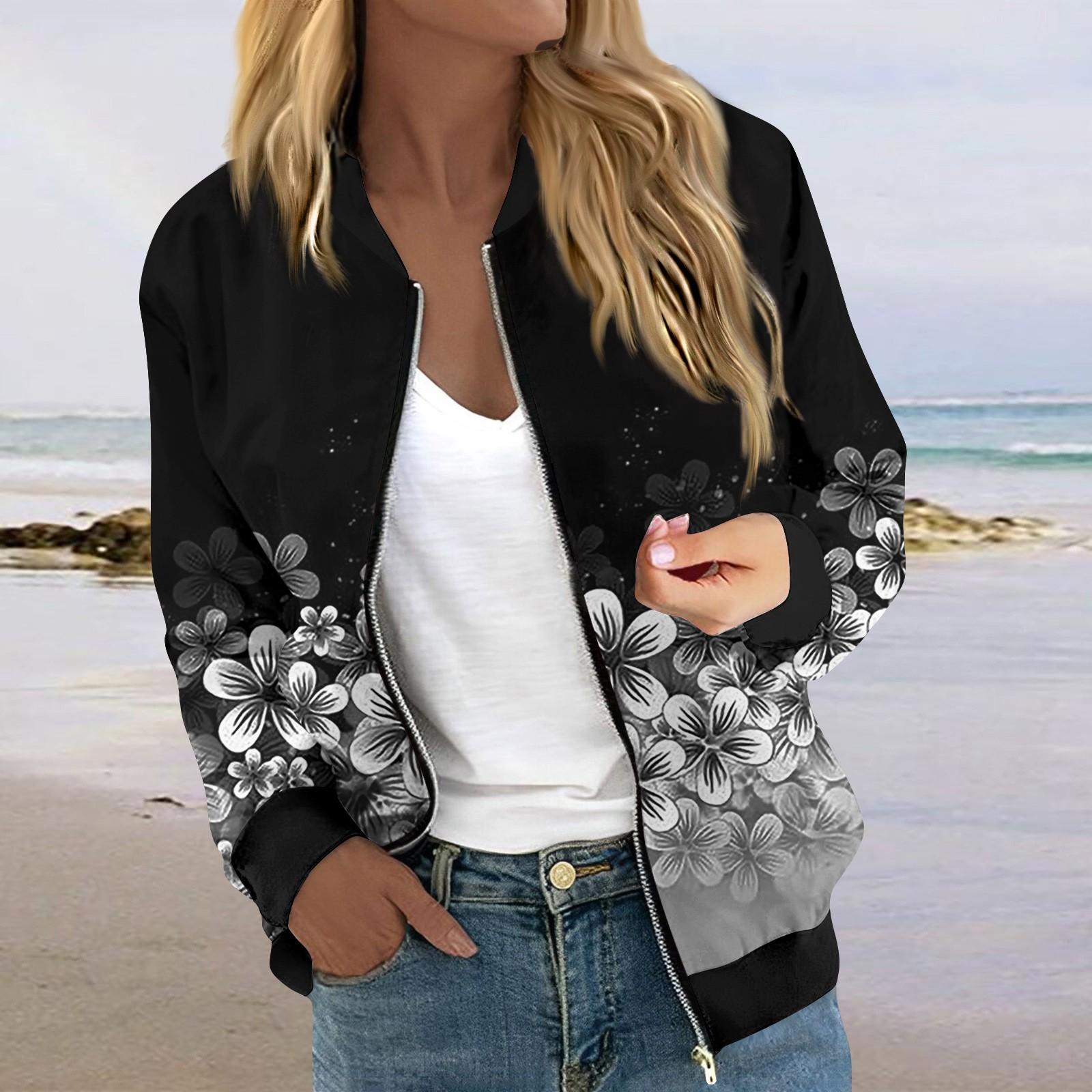 

Куртки женские с длинным рукавом, легкие, на молнии, укороченные, с принтом, верхняя одежда, повседневные, стеганые куртки с карманами L чёрный