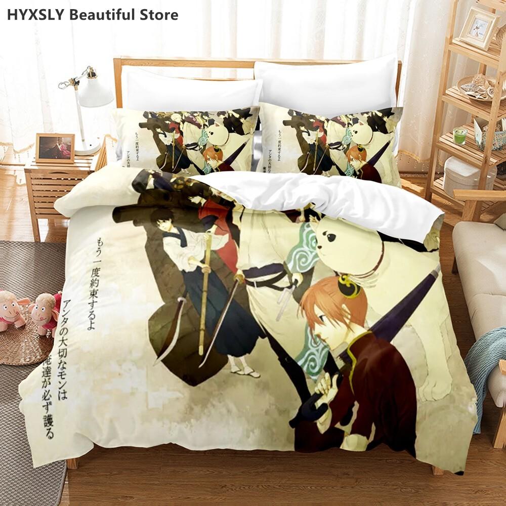 Gintama Bedding Set Duvet Cover Pillowcases For Adult Kids Single Double Full Queen King Kids Teens Sakata Gintoki Bed Linen