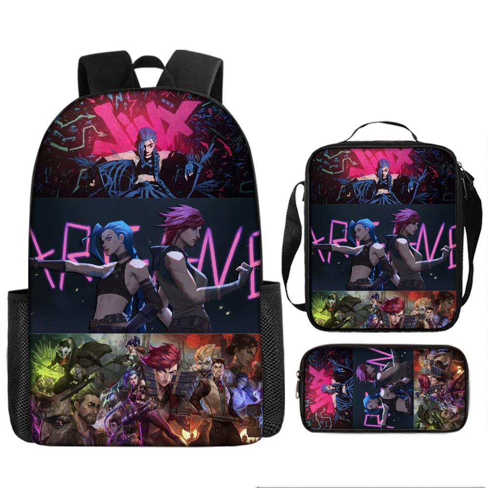 Battle of the Twin Cities Arcane Children's School Bag Pencil Case Backpack Elementary School Cartoon Backpack Three-piece Set