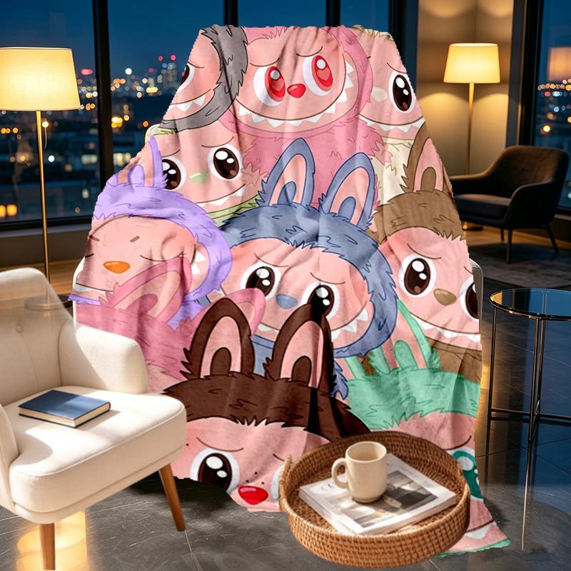 Labubu Print Decke - Weich & Bequem, für Schlafzimmer, Reisen, Sofa, Heimdekoration - Geburtstags-Weihnachtsgeschenk für Freund