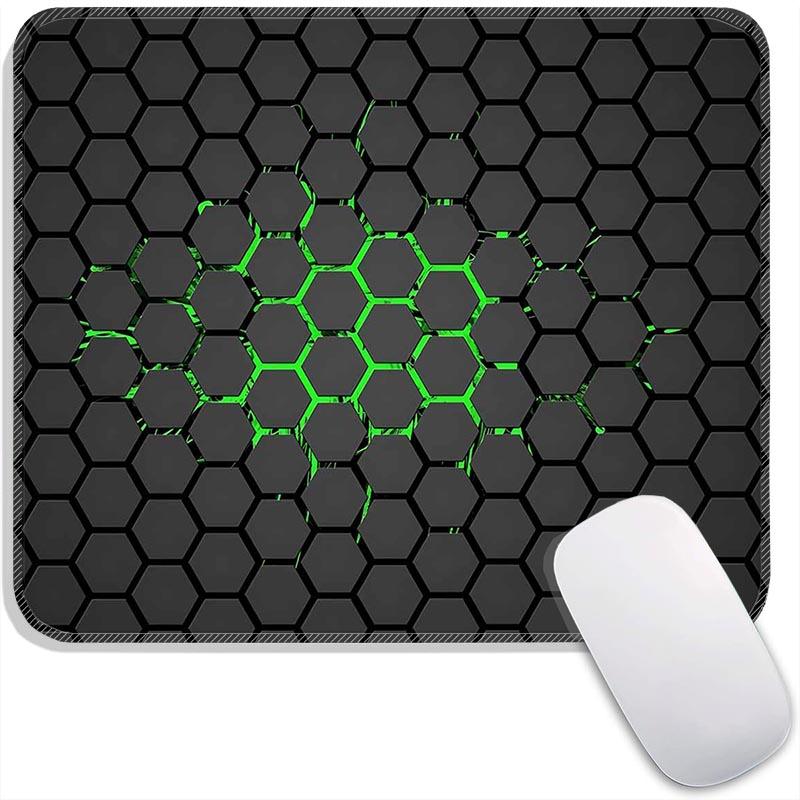

Geometric Standard Anime Mouse Pad Hexagon Edge Stitched Small Gaming Mousepad Travel Mouse Mat Non-Slip Office Mousemats 26x21cm