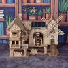 3D wooden puzzle windmill house model kit, wooden DIY building model puzzle block toy, suitable for gift decoration for family