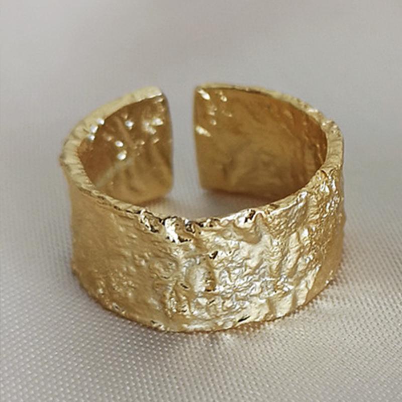 

PANJBJ 925 Sterling Silver Thick Double Layer Ring for Women Girl Gift Minimalism Neutral Opening Wide Jewelry Dropshipping