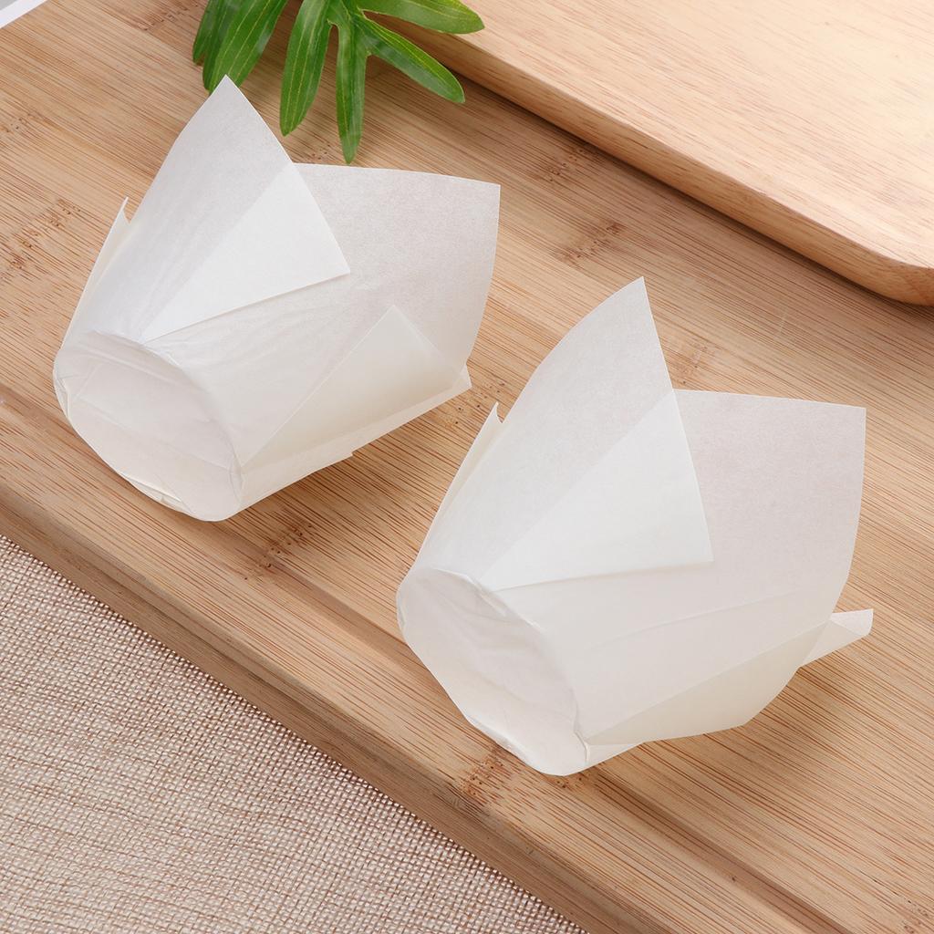 100 Stück Kuchen Cupcake-Förmchen Tulpenform Muffin-Formen zum Backen Hochzeit Geburtstag Weihnachten Party Dessert Zubehör Cupcake