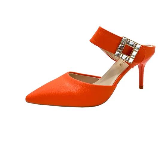 

Новые туфли-лодочки с хрустальной пряжкой, женские сексуальные туфли с острым носком на тонком каблуке, зеленые босоножки на высоком каблуке 34 оранжевый