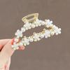 2025 New Flower Medium Grab Clip French Elegant Temperament Pan Head Hairpin Internet Celebrity Pearl Glazed Metal Hair Grab