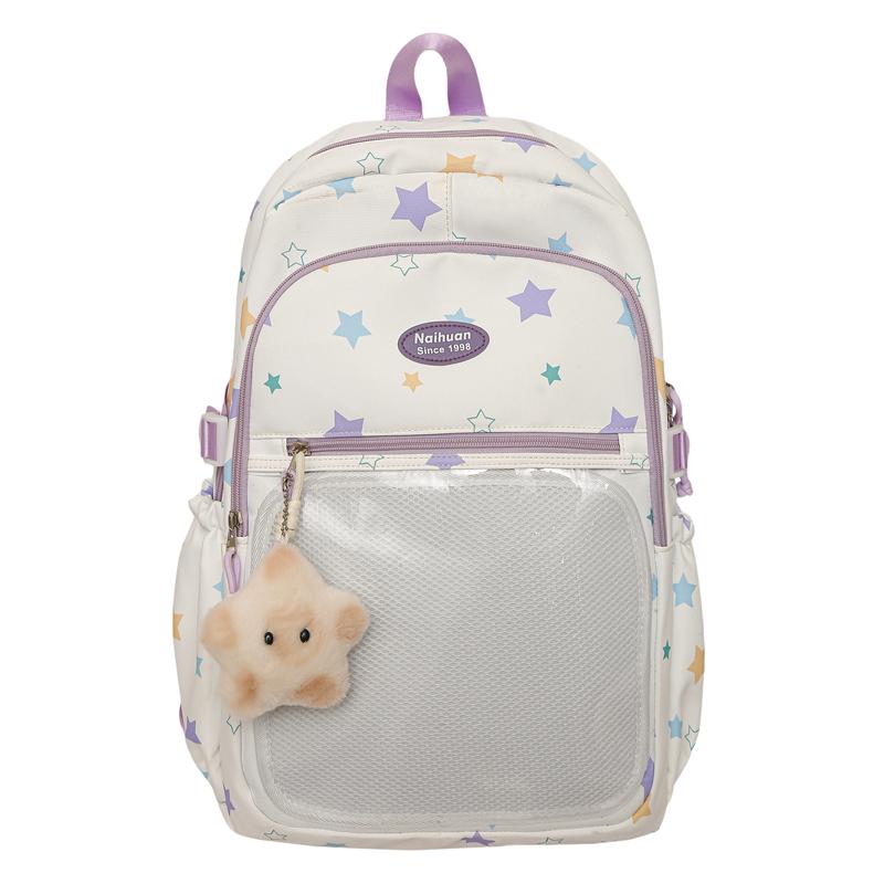 

Рюкзак с принтом граффити, школьный рюкзак для учениц средней школы, легкий рюкзак для девочек Small фиолетовый