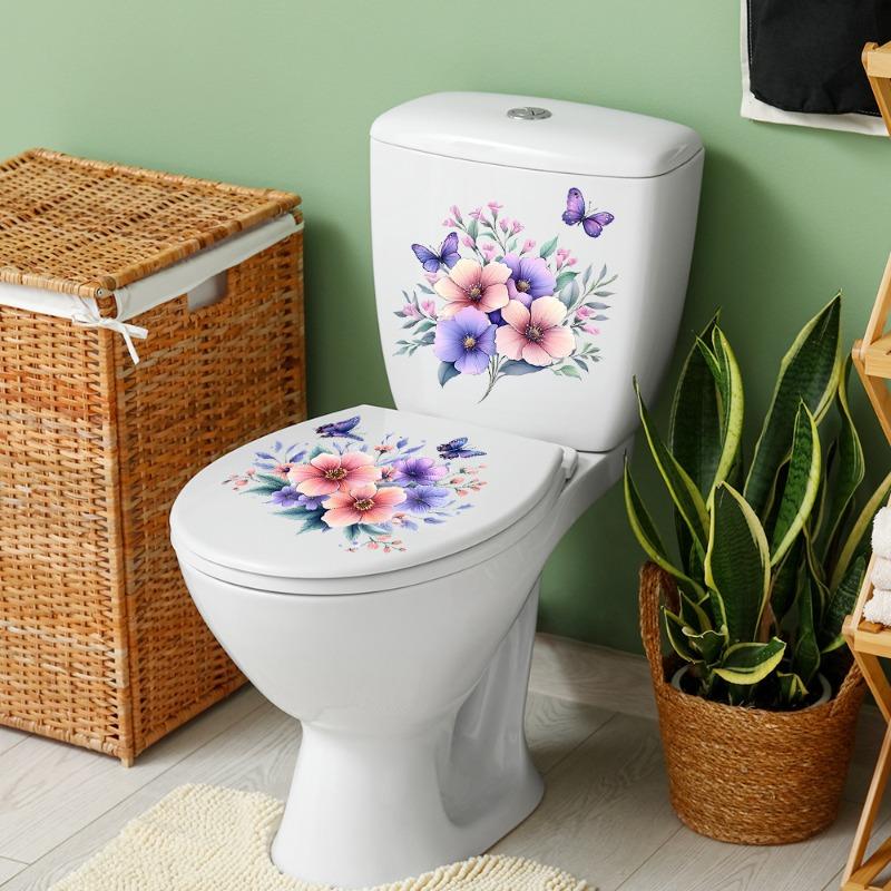 Home Decoration Watercolor Flower Leaf Stickers Self-Adhesive For Toilet Bathroom Bedroom Wall Decor
