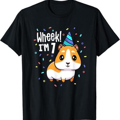 Guinea Pig Birthday Party Wheek Kids 7 Year Old 7Th Outfit T Shirt