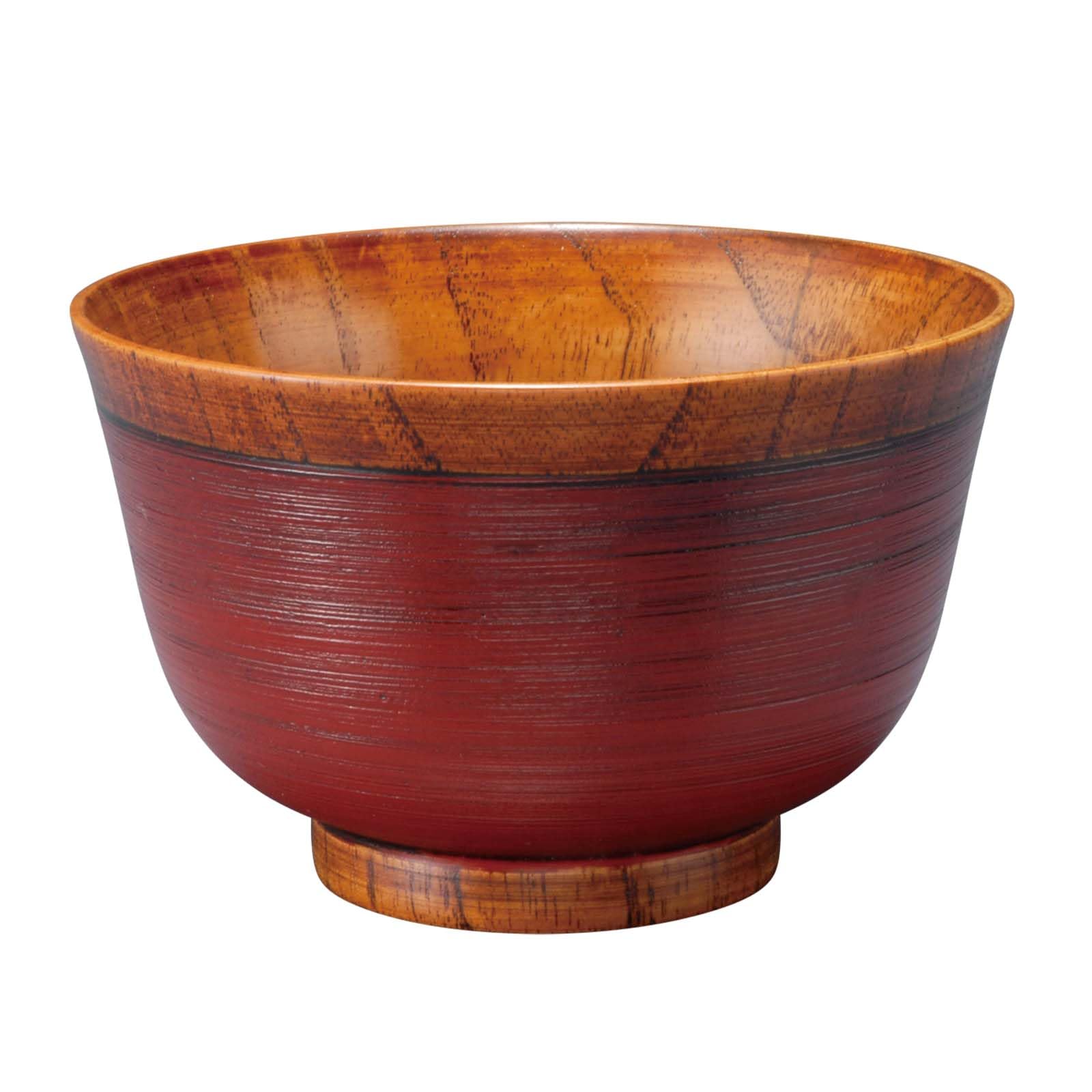 Wakatyou Wooden Brushstroke Rice Miso Soup () Bowl, Pattern, Vermilion, Stylish, Simple, Plate, Bowl, Bowl, Soup, Bowl, WK21-1