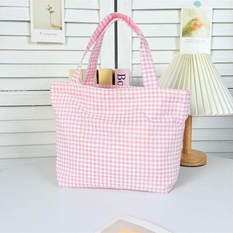 Portable Plaid Bento Lunch Tote Bag