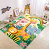 Rainbow Cute Animal Area Rug with Hippo Lion Giraffe Elephant Soft Fluffy Kids Playroom Decorative Carpet