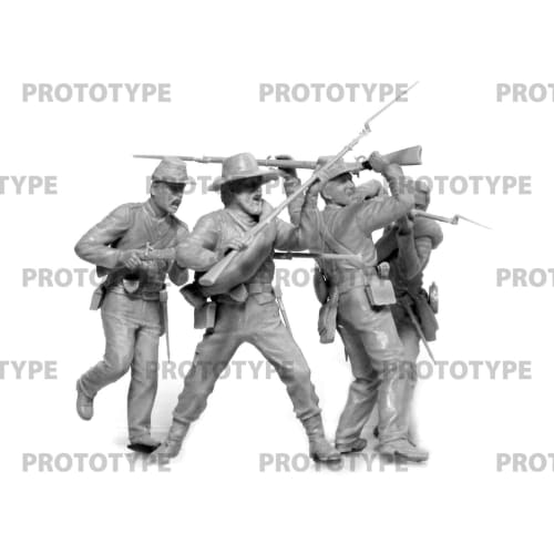 ICM 1/35 Scale US Confederate Infantry Set 2 (4 Soldiers) Plastic Model Kit 35024