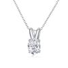 S925 Sterling Silver White Gold-Plated Rabbit Pendant with Oval Zircon On a Simple Clavicle Chain Necklace